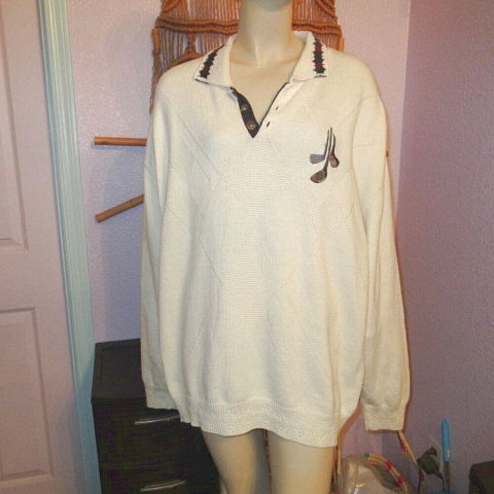 Vtg Cypress Links Golf Sweater Mens XXL Textured Knit Preppy Old Money Clubhouse